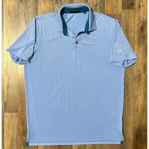Greyson Wolf Polo Golf Shirt Performance Logo Short Sleeve Blue Mens Large